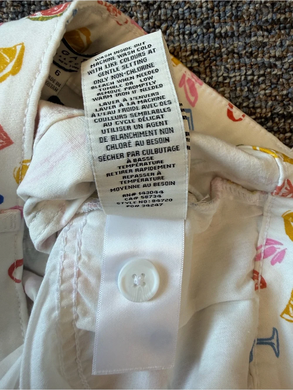 Bagatelle Collection White Fruit-Print Cotton Women’s Chino Shorts Size 6 NWT